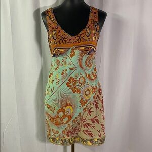 Vintage 90s Free People Multicolor Phoebe Buffay Patchwork Print Dress